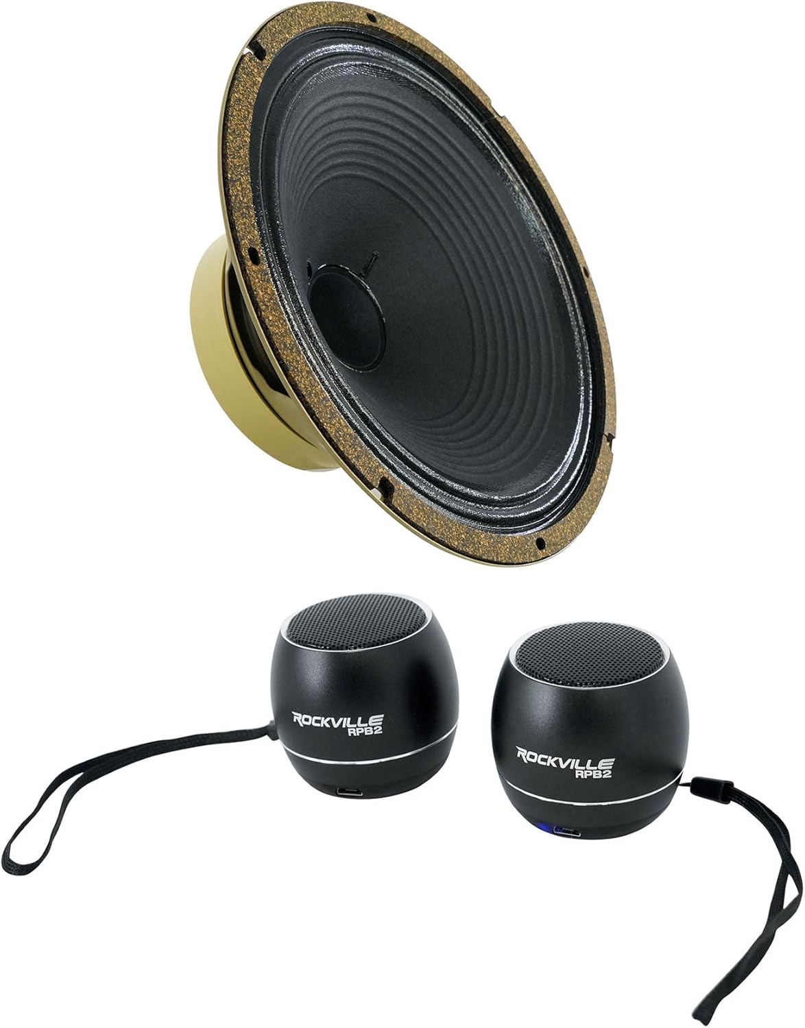 Audiosavings Bundle: Celestion G12M-65 Creamback 12-Inch 65W Guitar Speaker 8 Ohm W/Ceramic Magnet Bundle with Pair Rockville RPB3-BLACK H&held Wireless Linking Portable Bluetooth Speakers (2 Items)