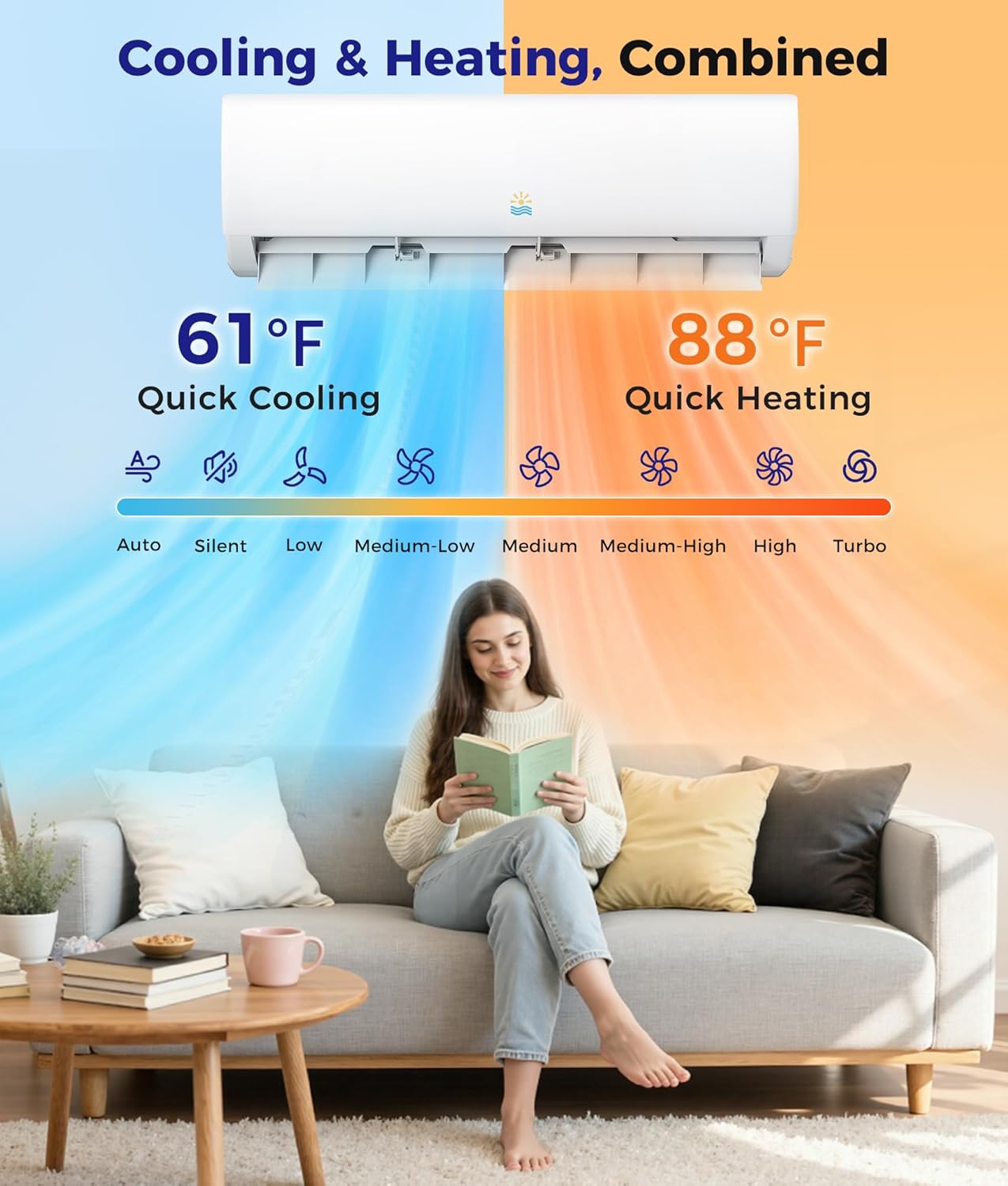 Mini Split Air Conditioner - 18000 BTU Ductless Mini Split Ac/Heating System, 1250Sq.Ft, 230V 21 SEER2 Wifi Enabled Inverter, Split AC Unit with Precharged Heat Pump, R454B with Installation Kit