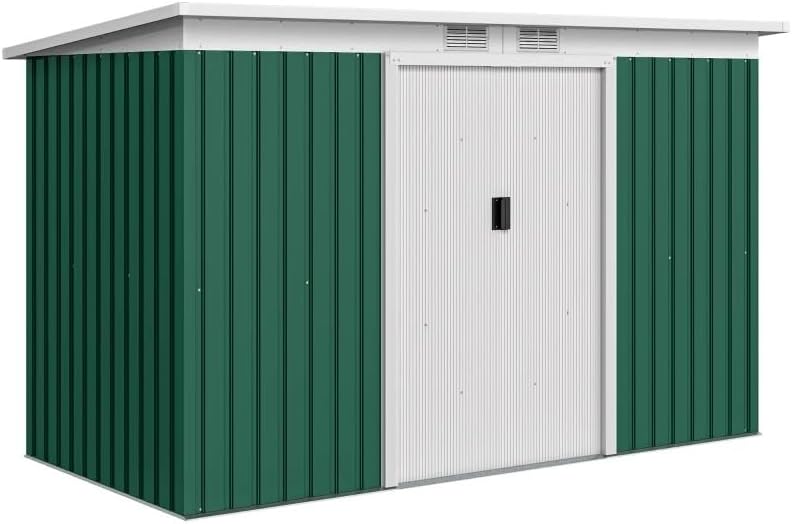 Garden Storage Shed 9' x 4' Tool House with Double Lockable Doors for Backyard, Patio, Lawn, Garage(Green)