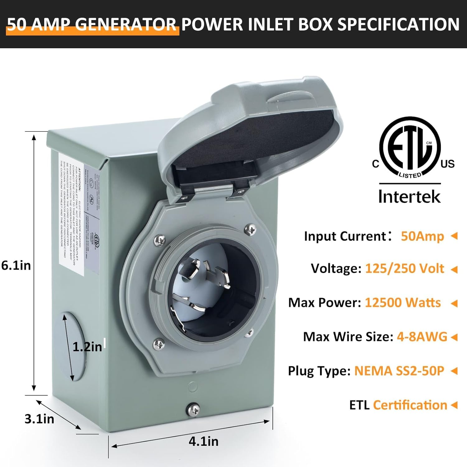 BOYISEN Pre-Drilling 50 Amp Generator Inlet Box and 5th Wheel King Pin Lock Keyed Alike