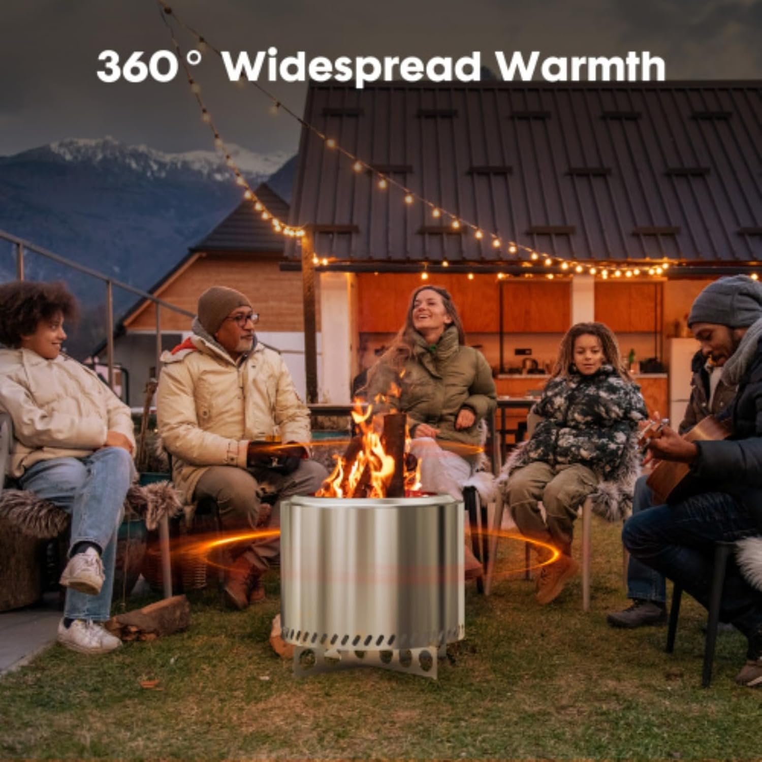 Outdoor Fire Pit, Low Smoke Portable Fire Pit, 304 Stainless Steel Tabletop Fire Pit, Wood Pellet Burning Fire Pit, Suitable for Camping, Bonfire, Suitable for Outdoor Patio Backyard, Silver