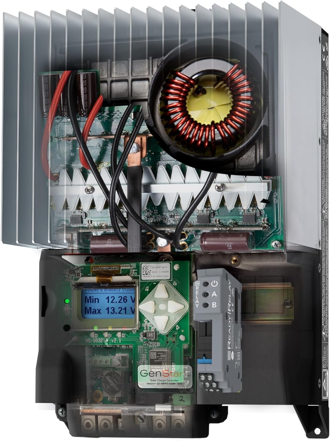 Morningstar GenStar 100A MPPT Solar Charge Controller w/ Meter (GS-MPPT-100M-200V) - Intelligent Solar Panel Regulator for 12/24/36/48V LA/Li Batteries, ReadyBlock Expansion, 5 Yr WTY, Designed in USA