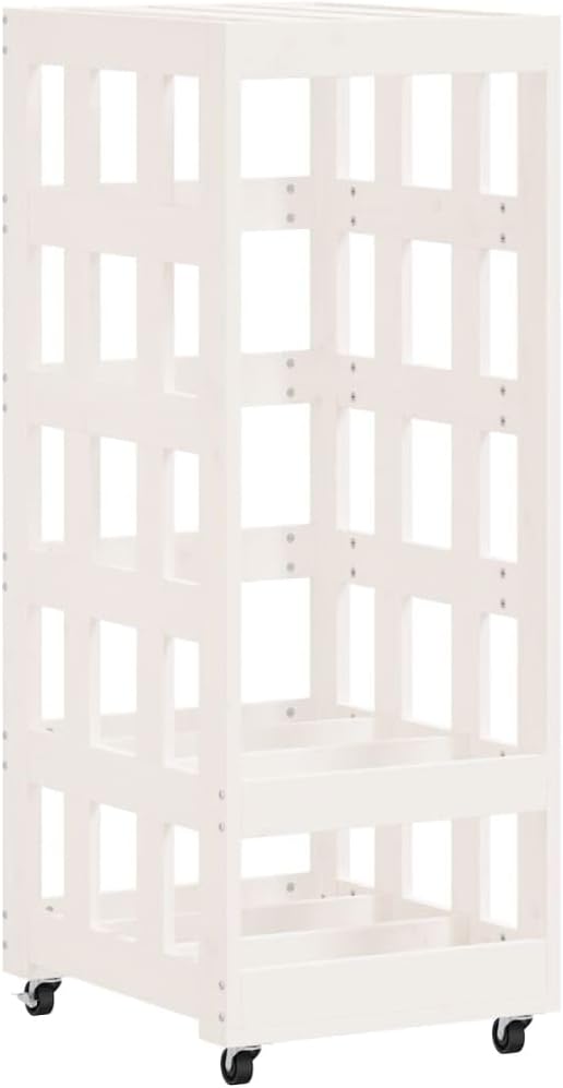 Fire Pits & Outdoor Fireplaces Log Holder with Wheels White 15.7