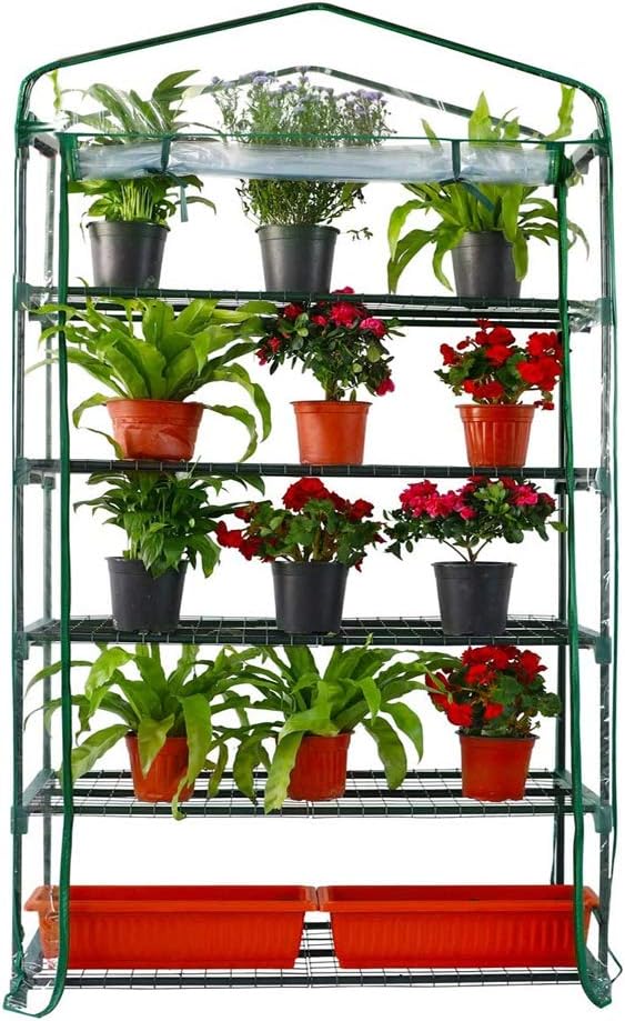 Worth Garden 50% Extra Wide Mini Greenhouse 5 Tier Portable Plant Green House 40in Wide -Sturdy Gardening Shelves with PVC Cover - Indoor & Outdoor Wheatgrass Growing - 19″x40″x75″
