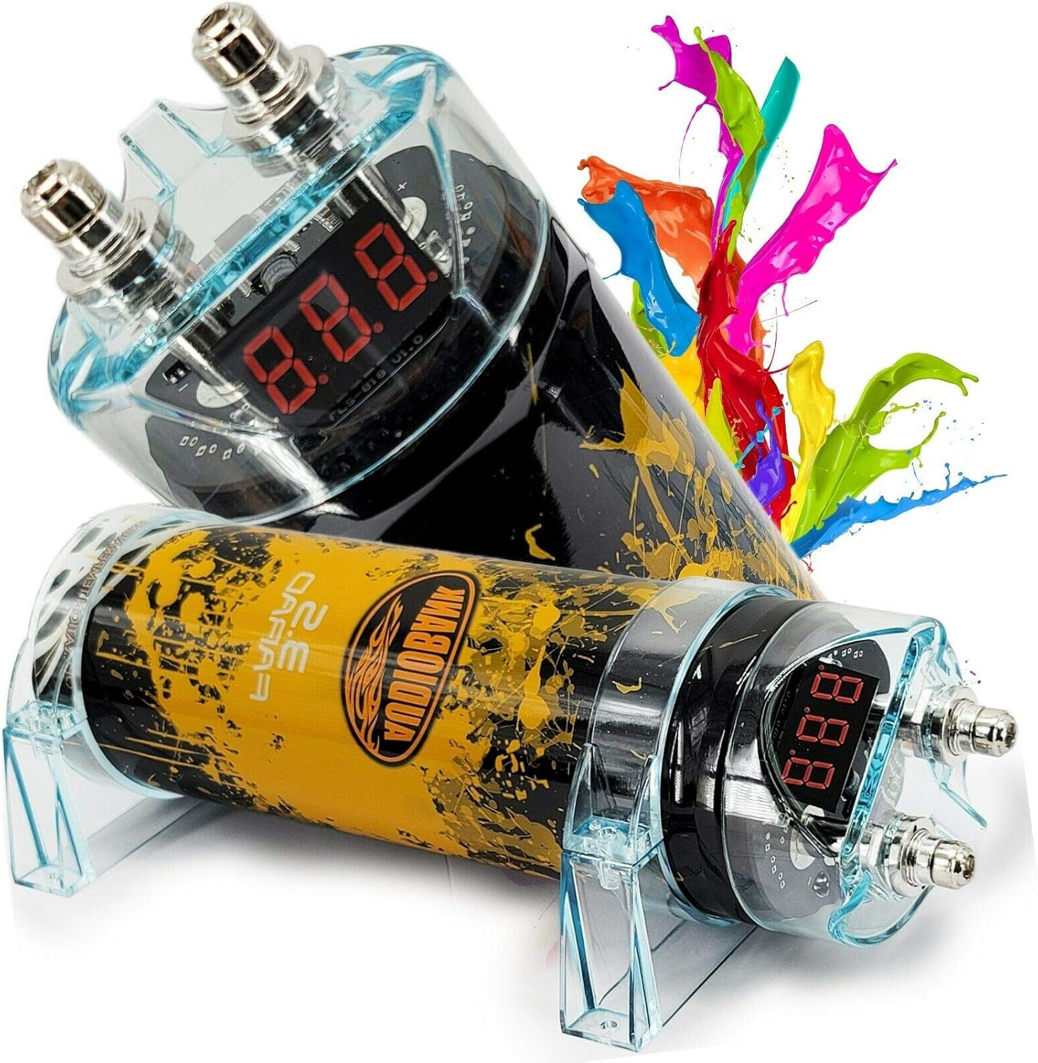 Audiobank 3.5 Farad Capacitor Car Audio 3500 Watts Power 12V Car Digital Power and Audiotek AT-BCC4AR-RED Complete 4 Gauge Car Amplifier Installation Wiring Kit