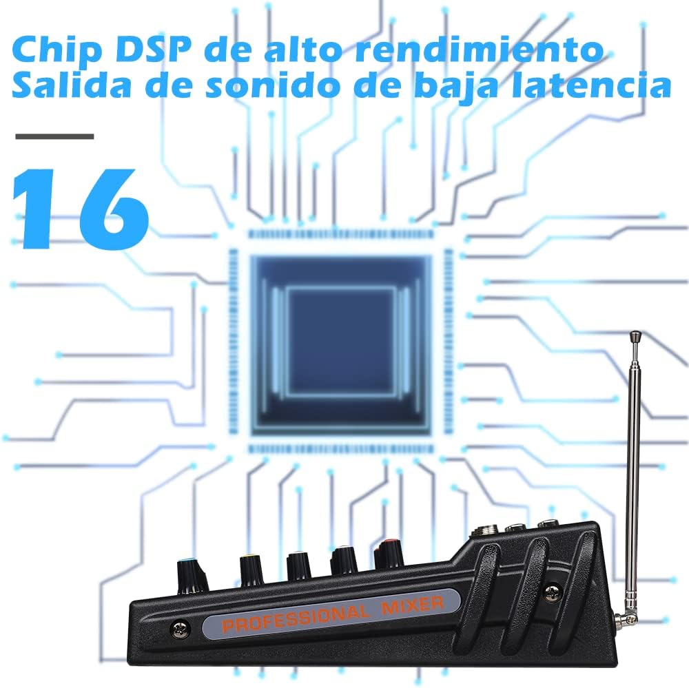 BOMGE 6 Channel dj powered audio sound mixer amplifier,100 W Stereo Speaker Home Audio Receiver effects, 48V phantom Power, USB, Bluetooth ，for home theater system, Karaoke, Streaming