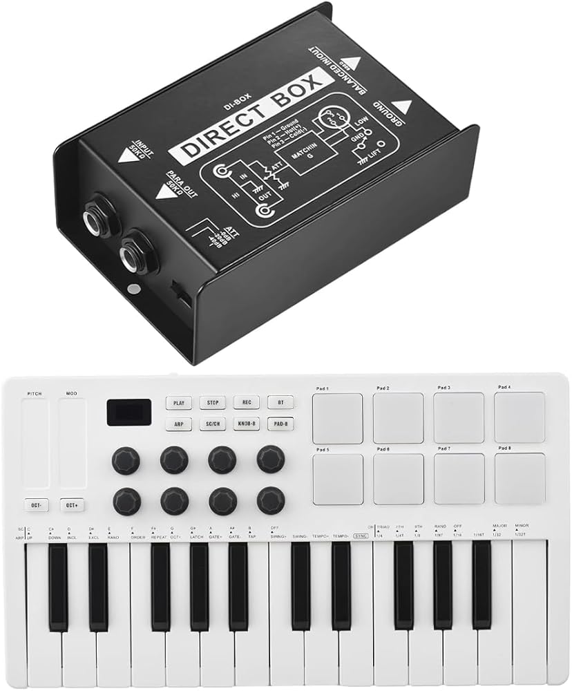 25-Key MIDI Control Keyboard and Single Channel Passive DI-Box Hum Eliminator