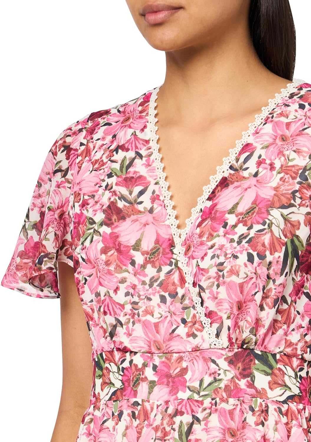 Anne Klein Women's Flutter Sleeve Tiered Midi