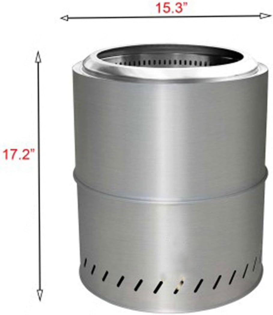 15 Inch Fire Pit Smokeless Outdoor Smokeless Firepit,Durable Stainless Steel for Wood Burning Smokeless Fire Pit for Patio Garden,Camping,Backyard