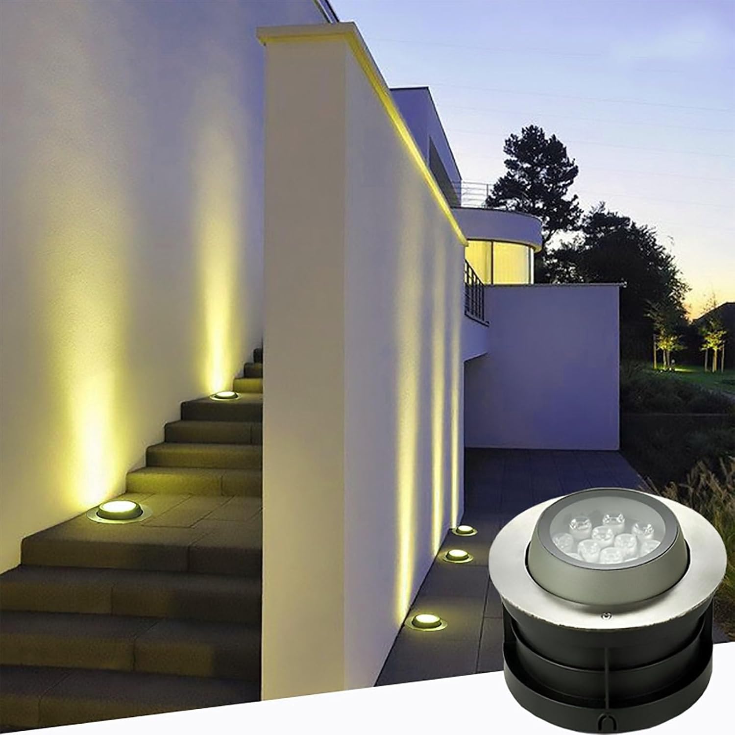 Outdoor Buried Lights - LED Landscape Lamp, AC 24V 15-60°Adjustable Angle Garden Floor Lamp, IP67 Waterproof Embedded Ground Polarized Spotlight,For Decorative Lighting, Easy To Install(Green,18W)