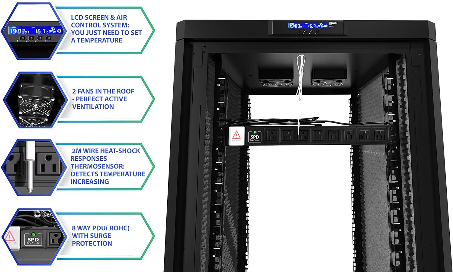 Sysracks Soundproof Server Cabinet – Noise-Reducing Rack Enclosure – Multiple Sizes (12U)