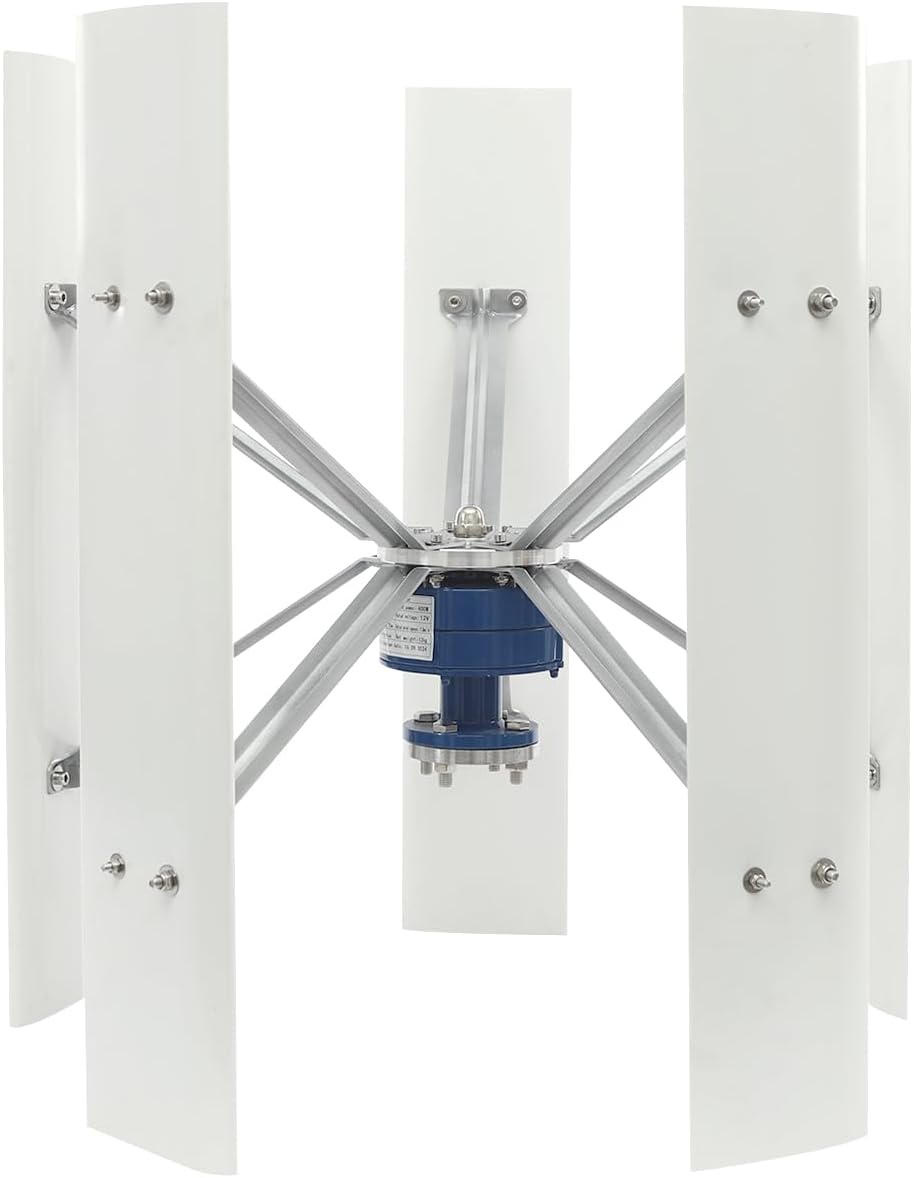 Wind Turbine Generator, 12V Vertical Axis Wind Turbine Kit, 500W Wind Power Generator with Controller 5 Blades Auto Adjust Windward Direction for Terrace, Motor Home, Chalet, Boat, White
