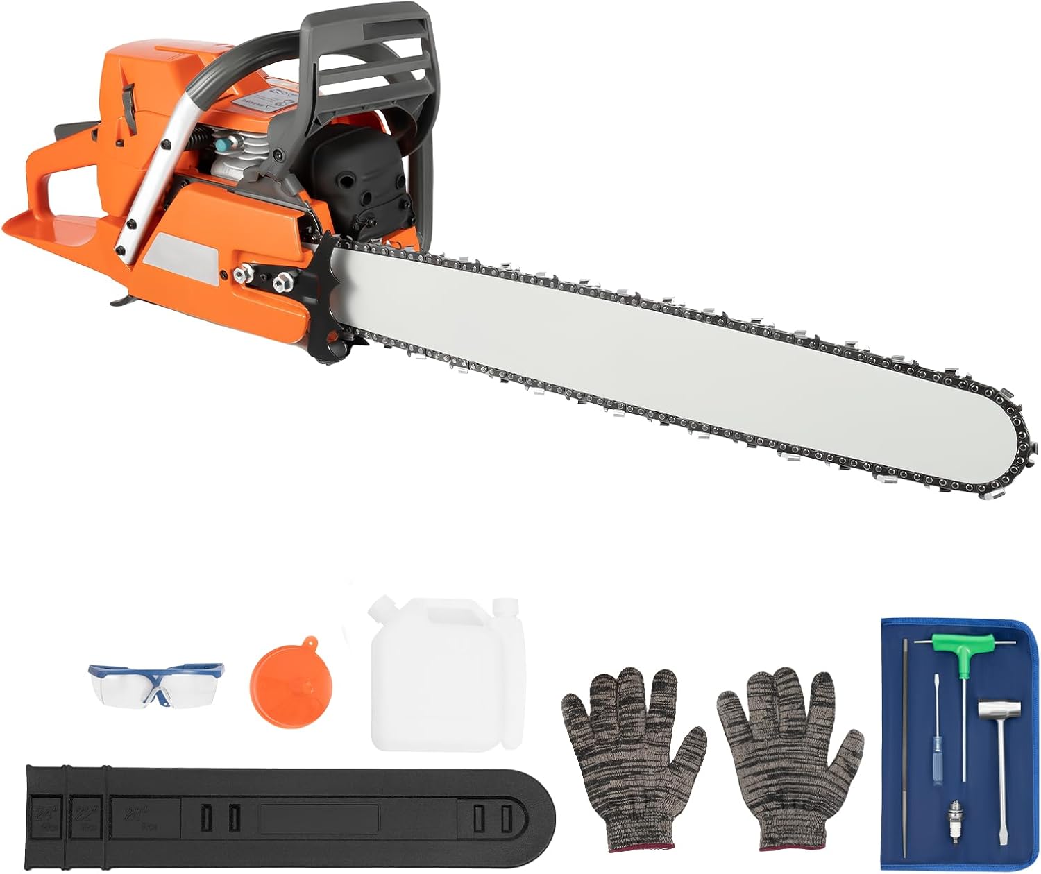 24 Inch Gas Chainsaw 72cc Gasoline Powered Chain Saw 2-Stroke Handheld Cordless Petrol Chainsaws for Tree Felling, Forestry Logging, Backyard Storm Cleanup, Farm Wood Cutting