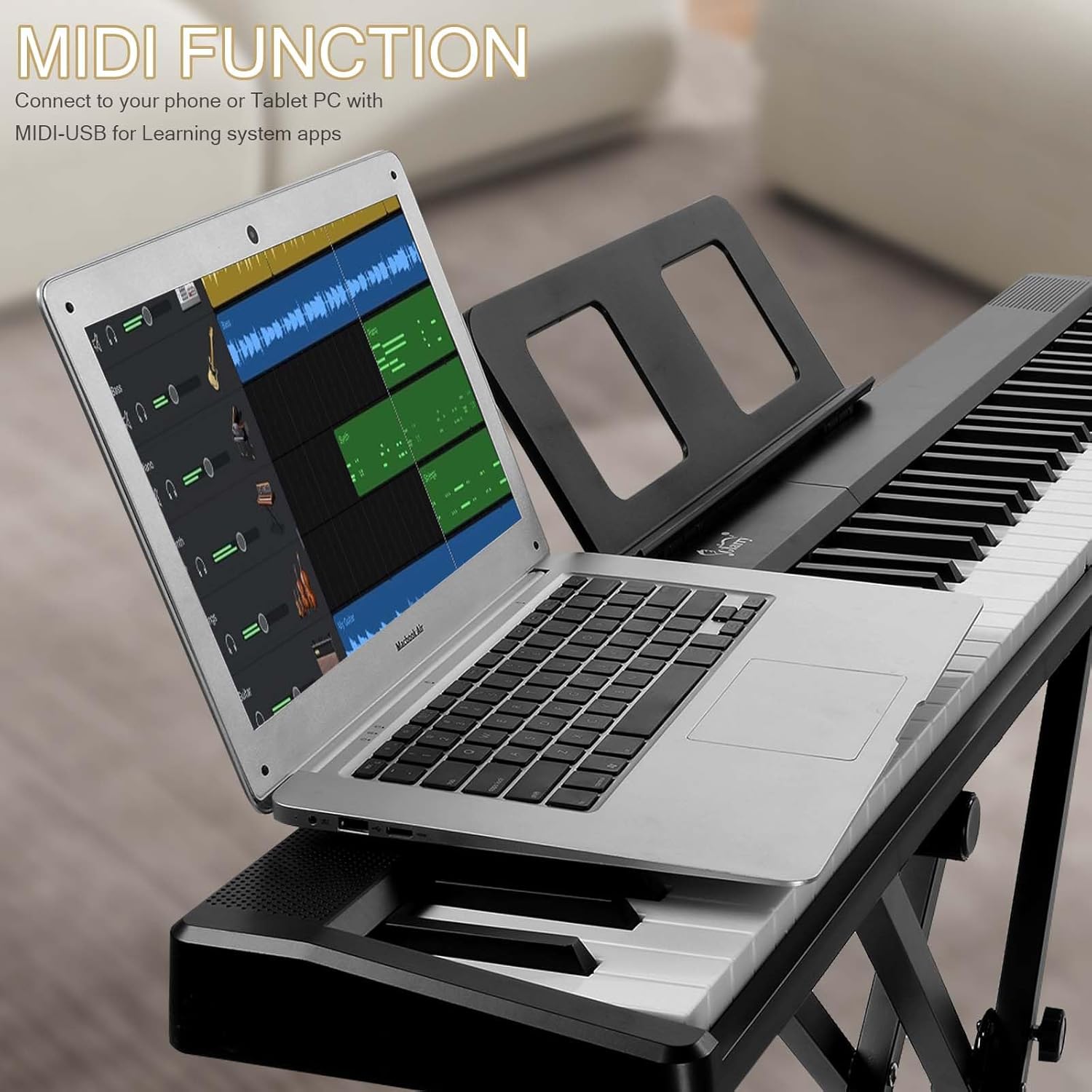 Ktaxon Foldable Keyboard Piano 88 Keys Digital Piano with Adjustable Dual 