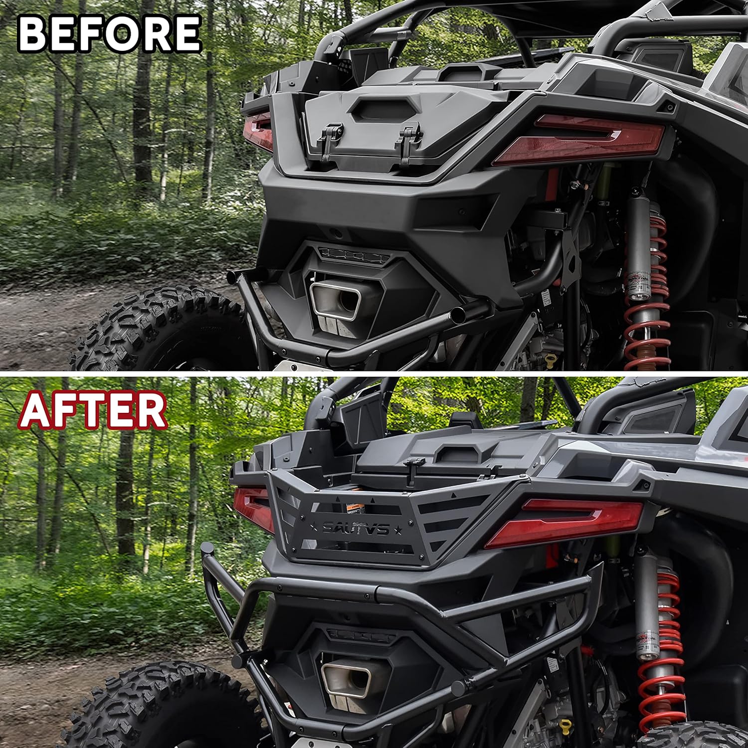 SAUTVS Rear Cargo Bed Extender Tailgate for Polaris RZR PRO R 2022-2025, Heavy Duty Steel Rear Bed Extender Cargo Tailgate Enclosure Rack for Polaris RZR Pro R 2022 2023 2024 2025 Accessories