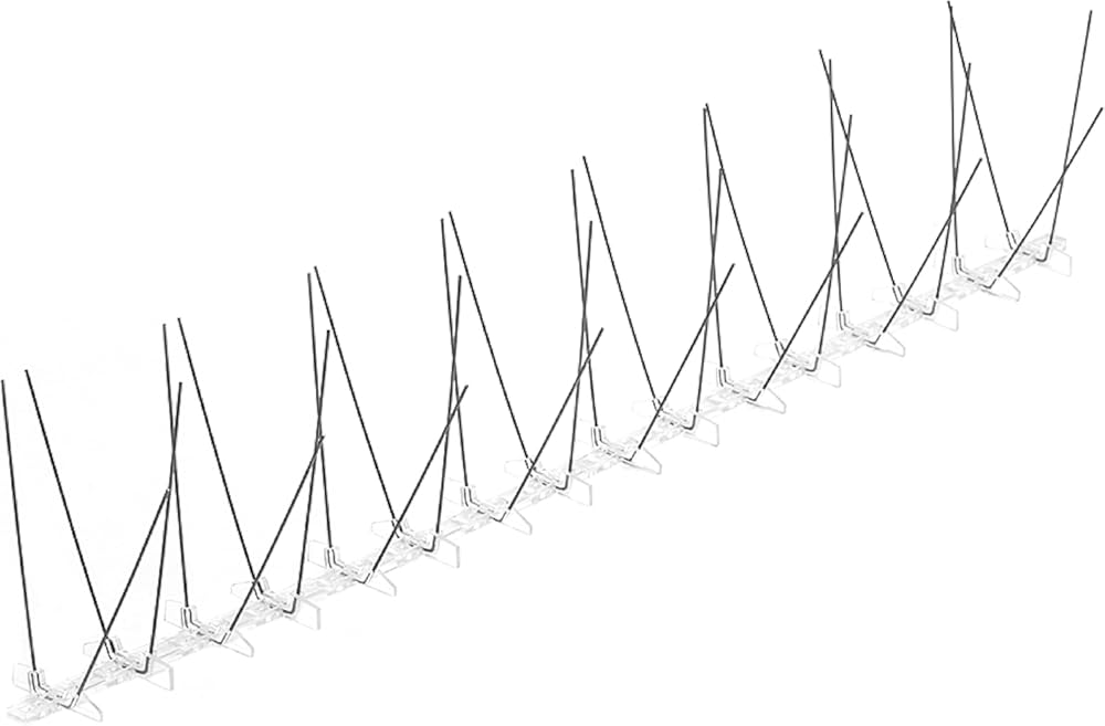 Bird B Gone - Pre-Assembled EnviroSpike Stainless Steel Anti Bird Spikes (100') - UV-Stabilized Polycarbonate Base - Humane Deterrent - Stops Pigeons & Birds from Roosting On Rooftops, Ledges, Fences