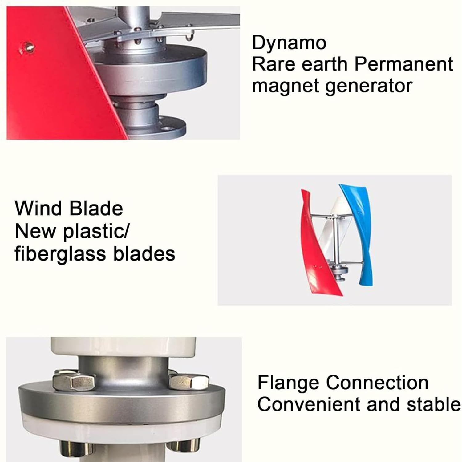 6000W-9000W Vertical Portable Wind Turbine Turbine Wind Power Kit, 12V 24V 48V 3 Blades No Noise Magnetic Levitation Upright Wind Generator with Controller