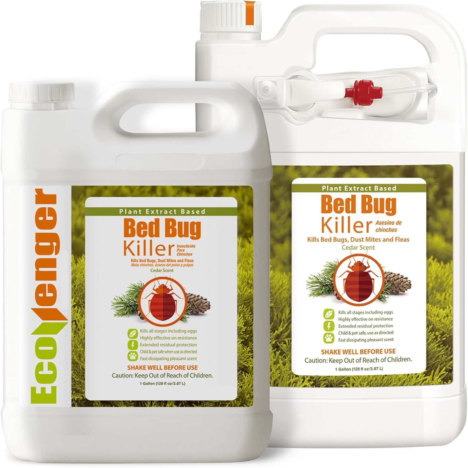 EcoVenger Bed Bug Killer Bundle – 2×1 Gallon + 1 Remote Sprayer, 100% Kill on Contact, Kills Eggs & Resistant Strains, 14-Day Residual Protection, Non-Toxic, Child & Pet Friendly