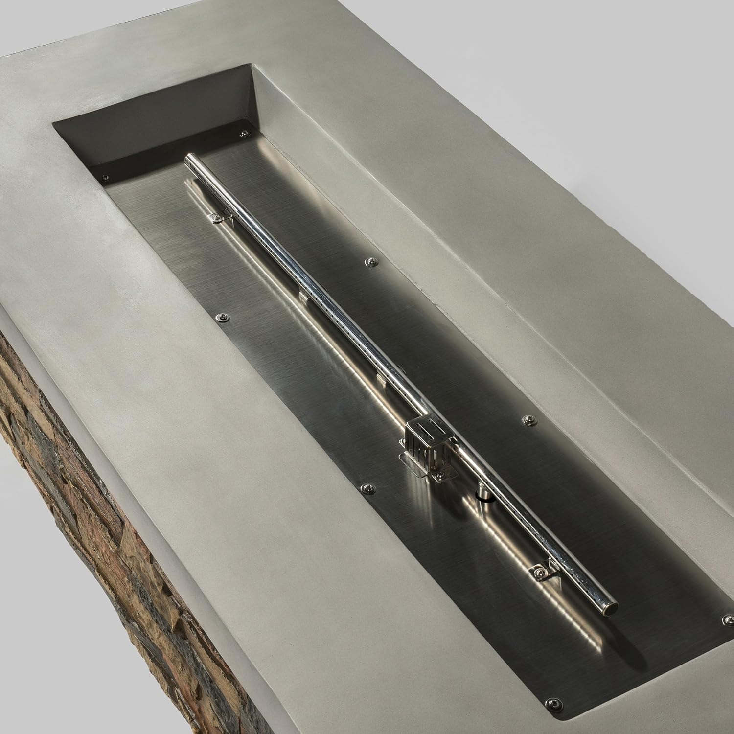 60in Concrete Fire Pit Table with Stone Looks Propane Gas Fire Pit Table