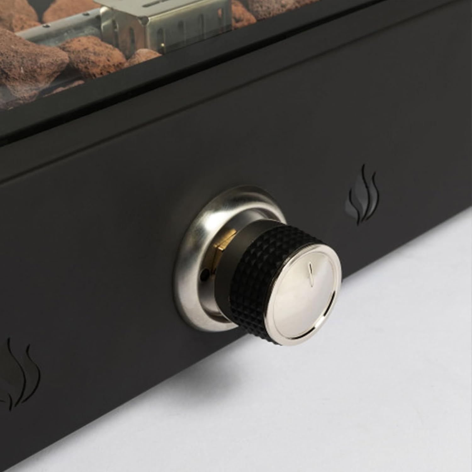 28 Inch Tabletop Fire Pit, Propane Gas Fire Pit with Quick Connect Fittings, Glass Windshield and Volcano Rock, Outdoor Portable Tabletop Fire Pit