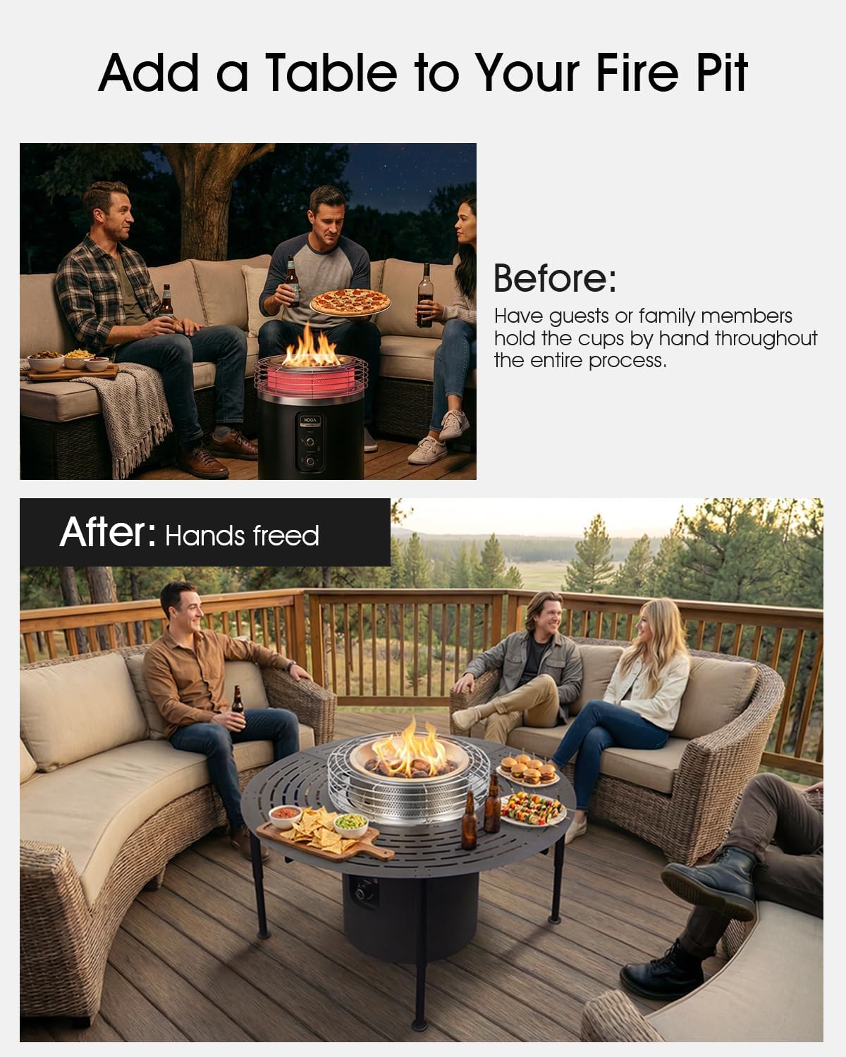 Surround Extension Table for Ninja Fireside360 Outdoor Heater & Fire Pit (OF100/OF101), Carbon Steel, 45.87