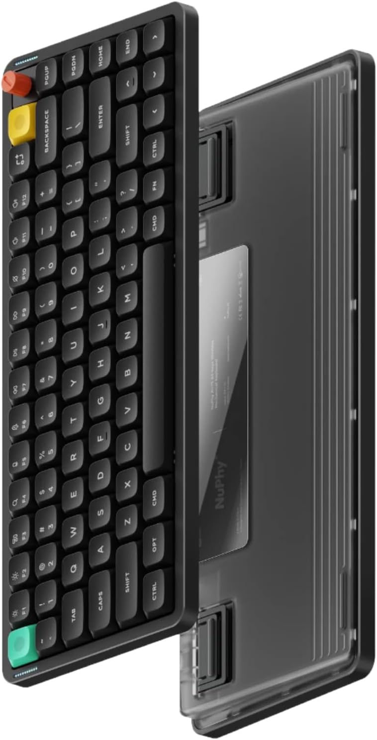 nuphy Air75 V3 Hot Swappable Wireless Mechanical Keyboard, 84 Keys 75% Custom Low Profile Keyboard with Knob, RGB Backlit, Gasket Mounted, Support Bluetooth/2.4GHz/USB-C,Black-Red Nano