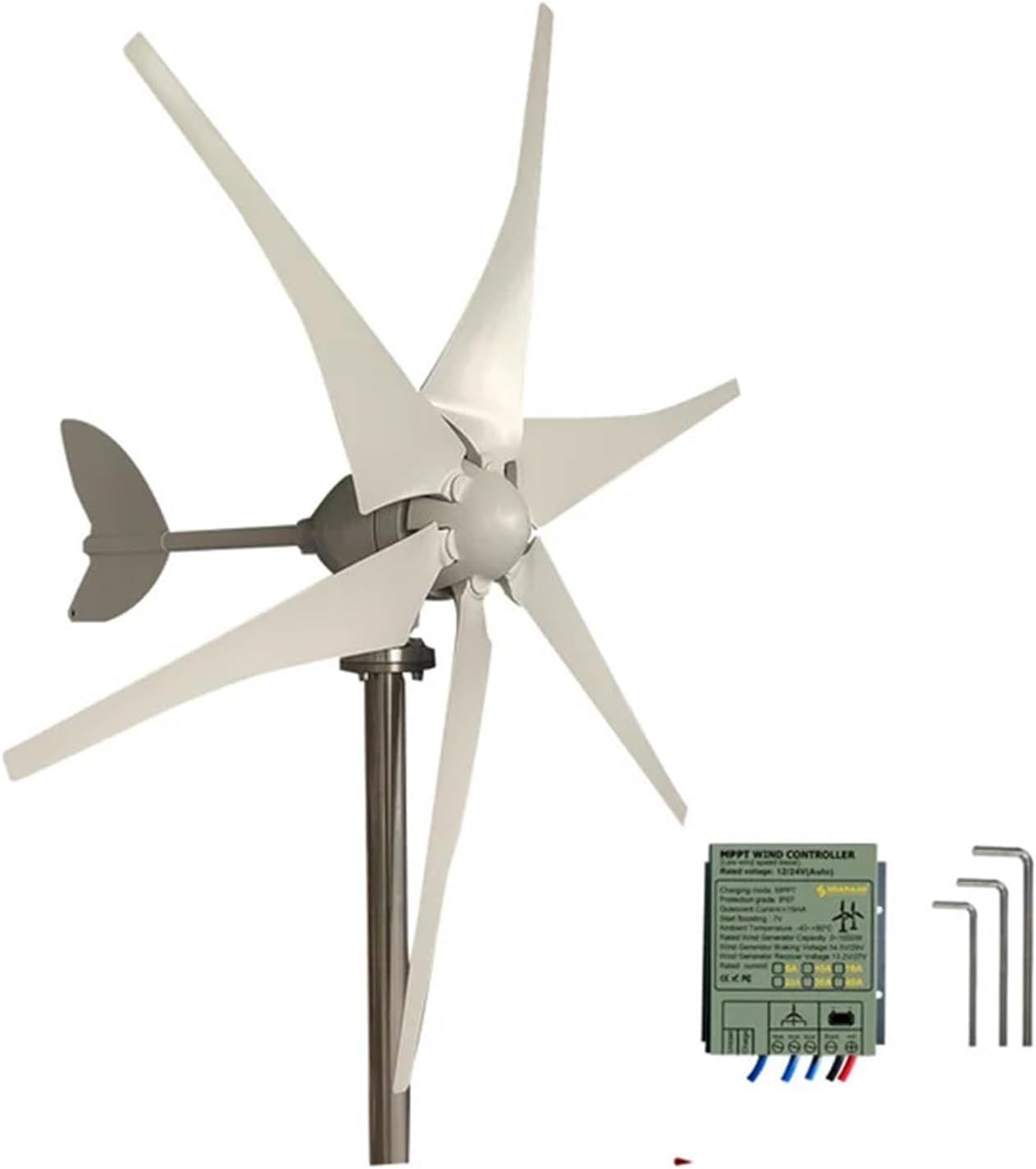 3000W Horizontal Wind Turbines Generator 12V/24V/48V Low Noise Wind Turbine 5 Blade Family with Controller Low Starting Speed for Home(Type1,24V_3KW)