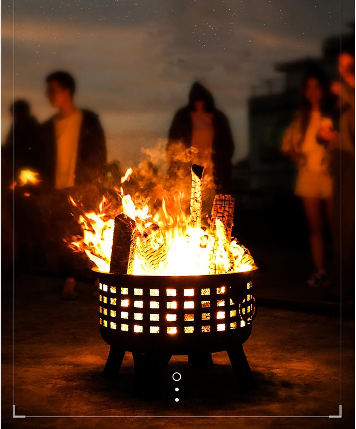 for Campfires/Heating/Barbecues/Patio's Fire Pit,with Fire Cover and Double Side Hanging Loops,Stable Structure - 65×29cm - Black