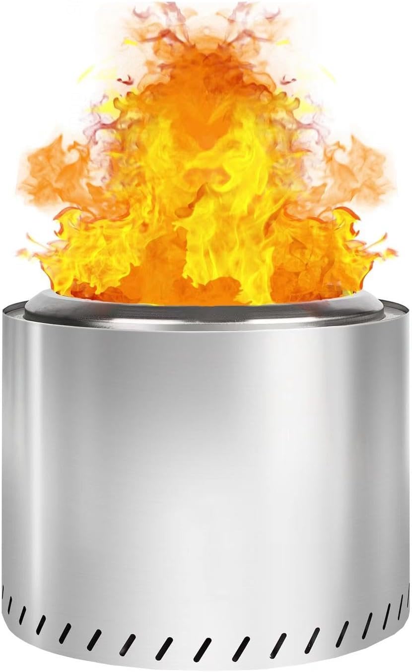 Smokeless Fire Pits 19.4 Inches Outdoor, Large Smokeless Fire Pit 19.4 Durable Stainless Steel for Wood Burning, Smokeless Firepit with Removable Ash Pan