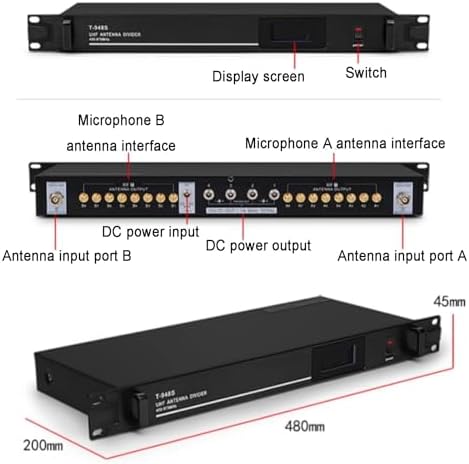 UHF Wireless Antenna Distribution System with 16 Channels Microphone Signal Amplifier and Active Directional Antenna, Ideal for Stage and Live Performances