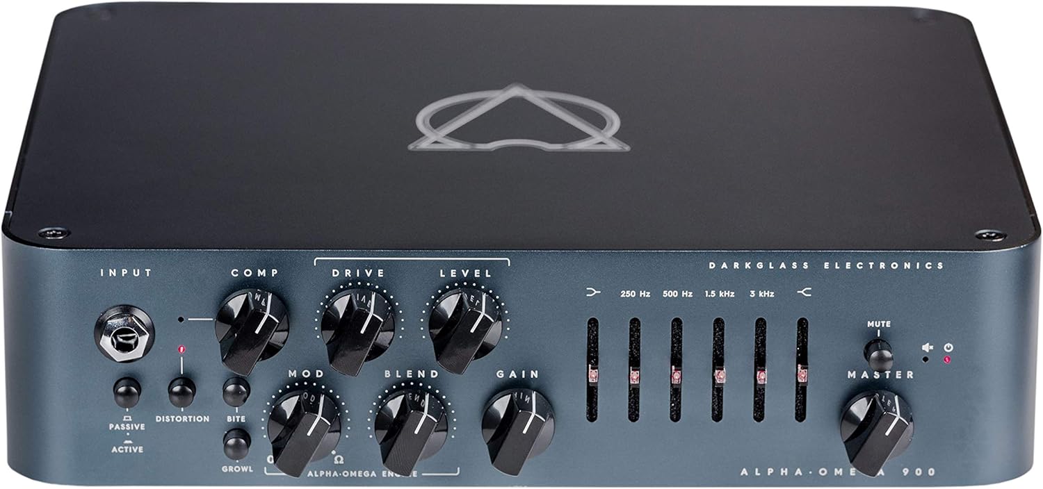 Darkglass Alpha Omega 900, 900-watt Bass Amplifier Head w/Compressor, 6-Band Graphic EQ, IR Cab Sim, and MIDI
