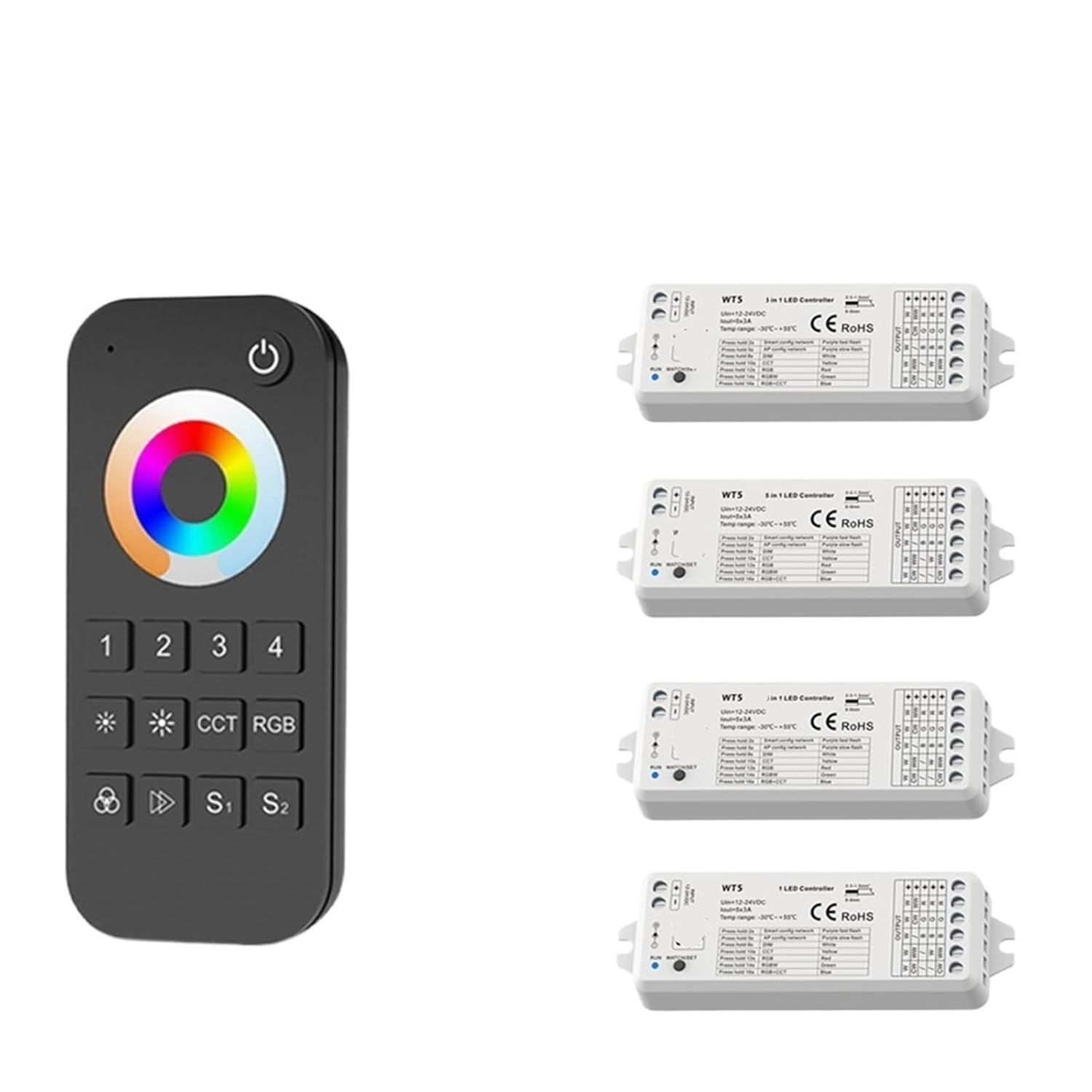 LED Controller DC12V 24V DIM RGB RGBW RW RCT Light Strip(4xWZ5 and RT10)