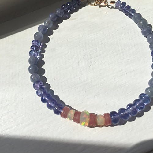 opal bracelet, tanzanite bracelet, opal jewelry, october birthstone, gemstone bracelet, fine jewelry, sapphire bracelet, faceted opal, gift 4-5 mm