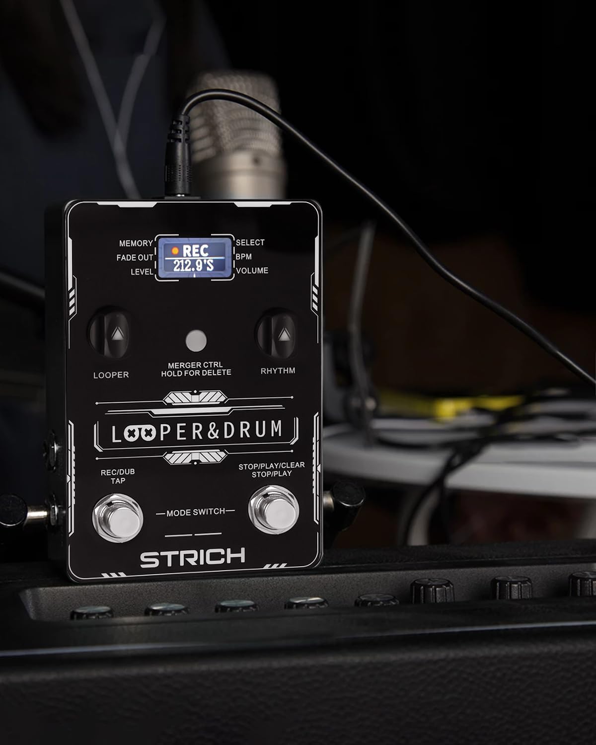 STRICH Stereo Looper Pedal Guitar Pedal with Built-in Drum Machine, 100 Diverse Drum Patterns, 160 Minutes Recording Time, USB for Audio Upload or Download, Support Footswitch Control