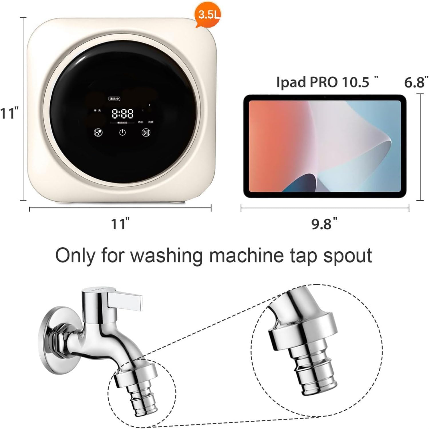 3.5L Portable Washing Machine,Mini Washing Machine,Wall Mounted Drum Washing Machine, for Apartments, Camping, Travel,Desktop