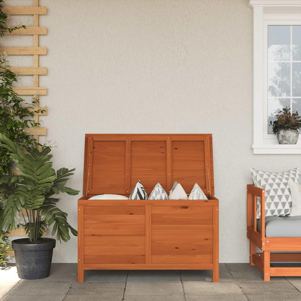 Outdoor Storage Box, Solid Fir Wood Deck Container for Patio, Garden, Poolside, 39