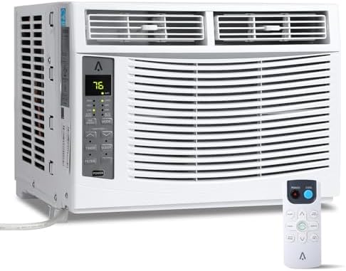 6,000 BTU Window Air Conditioner,Energy-Efficient Window AC Units Cools Up to 250 Sq. Ft with Cool and Fan Functions,Ultra Quiet, Remote Control,for Office, Bedroom, Kitchen（No WiFi）