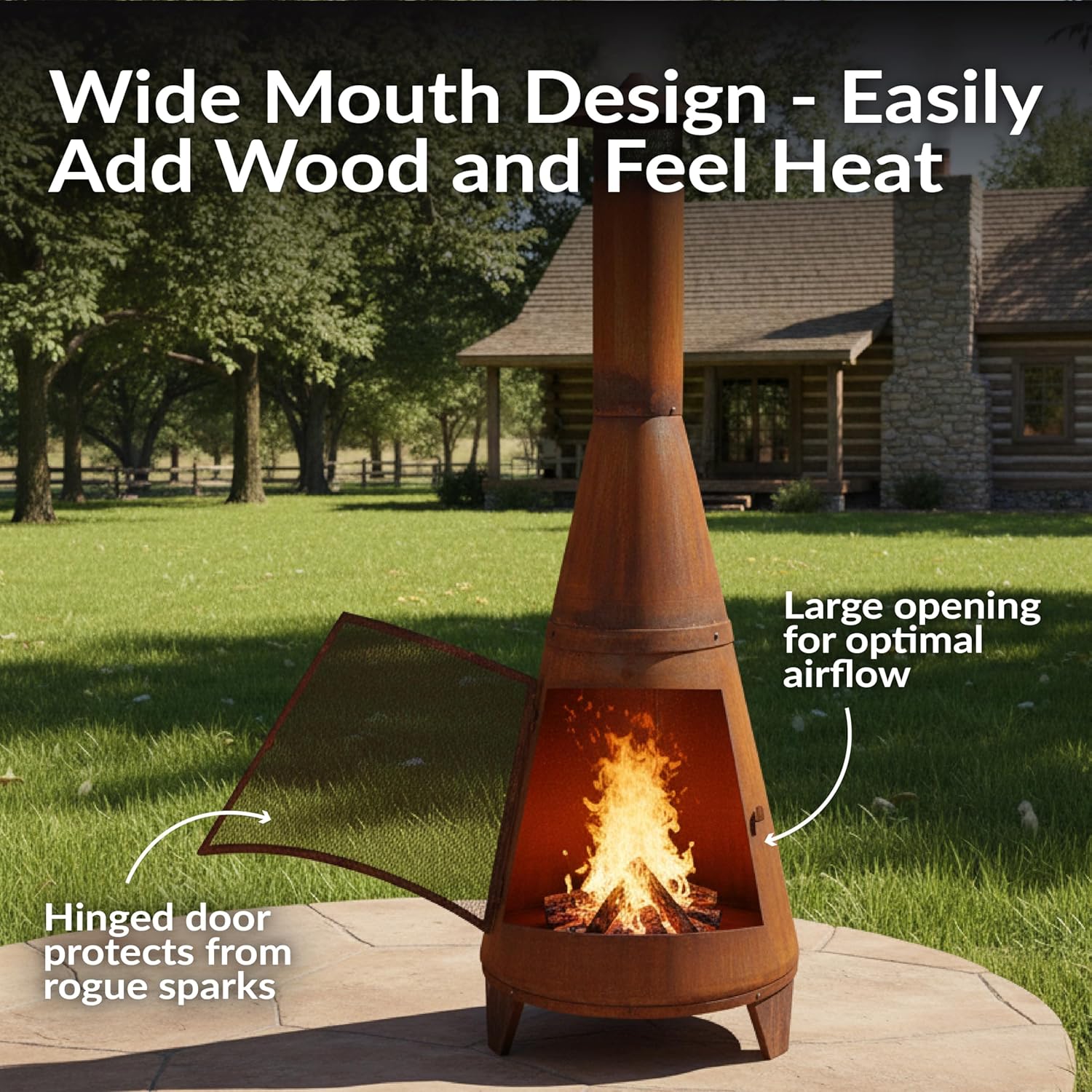 Sunnydaze 70-Inch Rustic Chiminea Outdoor Fireplace - Outdoor Wood-Burning Chiminea Fire Pit - Chimney Fire Pit
