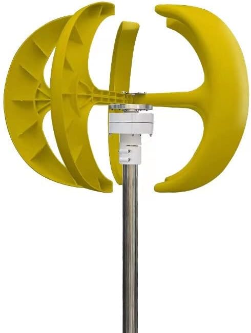 Wind Turbine Generator Kit, Vertical Wind Turbine Windmill 1000W 12v 24v Low Noise Wind Speed Start Rotation Free Energy With MPPT Charge Controller for Hybrid Solar Wind System(Yellow,WITH MPPT CONTR