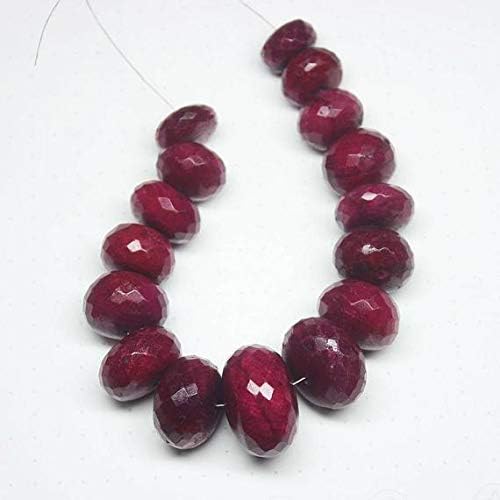 genuine natural blood red ruby faceted rondelle gemstone craft beads strand 16pc 13mm 23mm