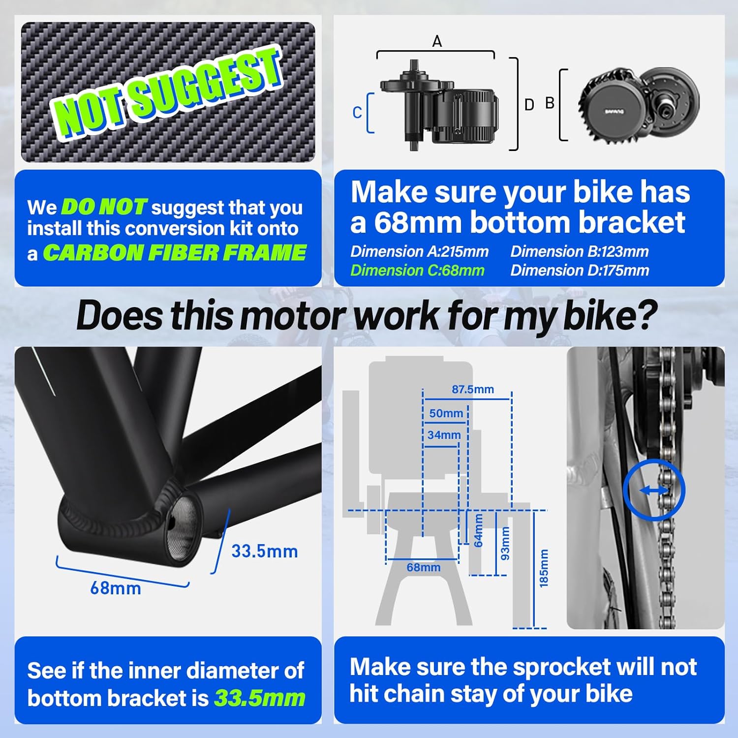 Bafang Motor 48V 750W with SW102 Display, UART Protocol（No Other Accessories）
