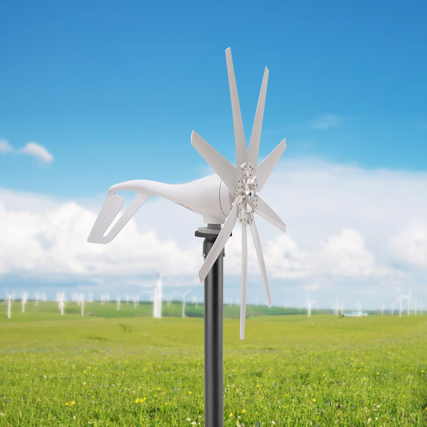 8-Blade 600W Wind Generator Kit, Wind Power Assembly with Charge Controller, Suitable for Marine/RV/Home Wind Turbine Applications
