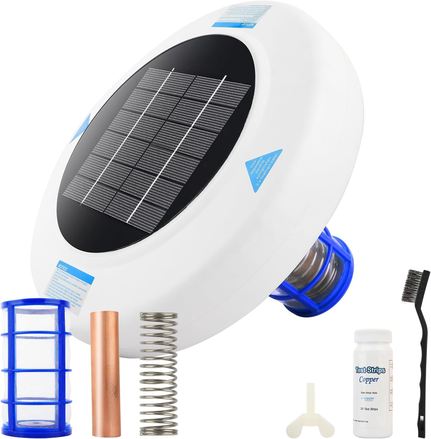 Floating Solar Pool Ionizer – Sun-Powered Pool Water Clarifier for Pools Up to 45,000 Gallons, Large Solar Panel & Thick Copper Anode, Enjoy Sparkling Water with Less Effort