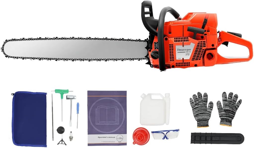 71CC 2-Stroke Gas Powered Chainsaw, 28 Inch Top Handle Chainsaw Handheld Cordless Petrol Chain Saw Set w/Tool Bag, 3.9KW Powerful Engine Commercial Logging Saw for Tree Wood Cutting