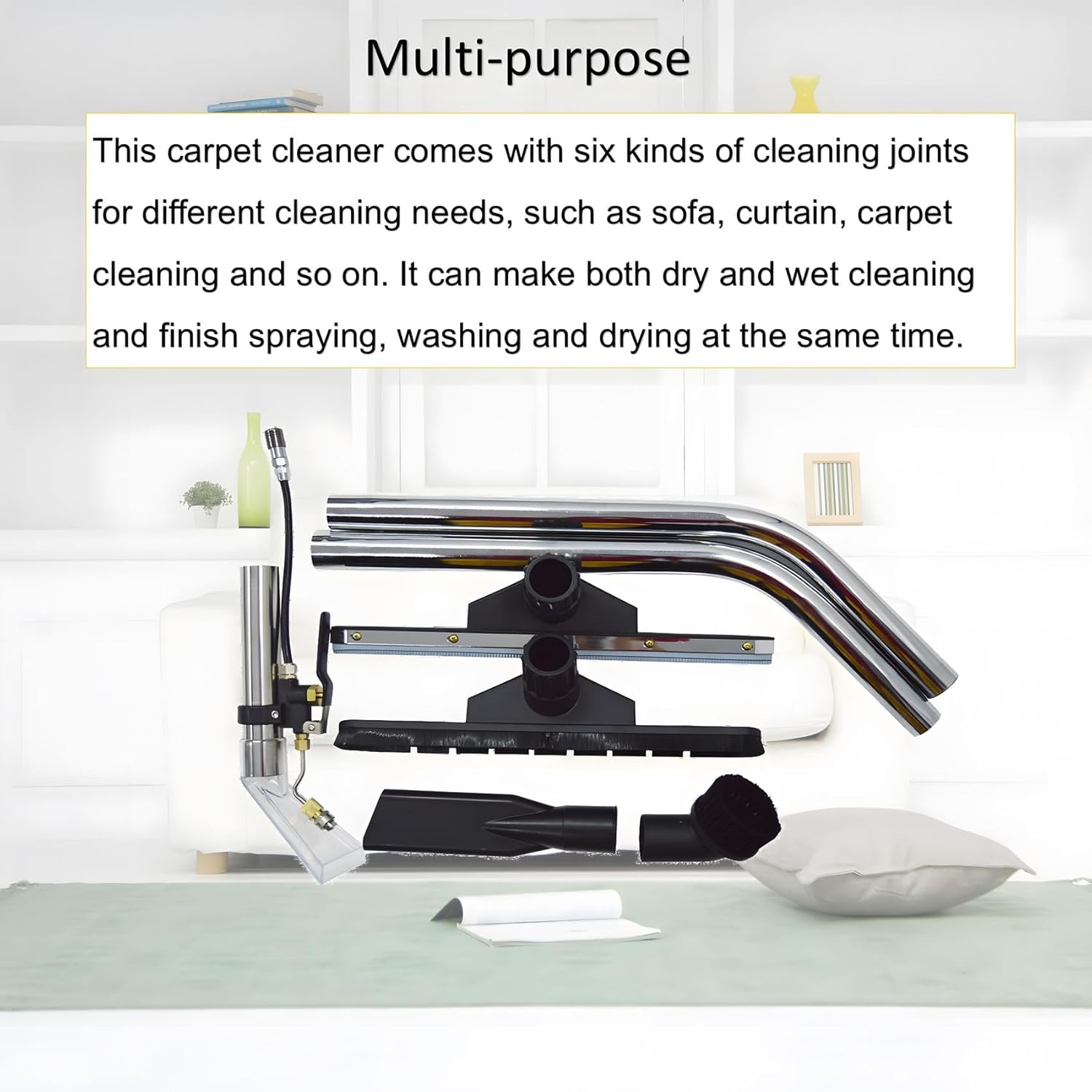 Carpet Extractor Machine 40L 3 in 1 Stainless Steel Carpet Cleaning Machine for Sofa Cleaning 110V 1000W