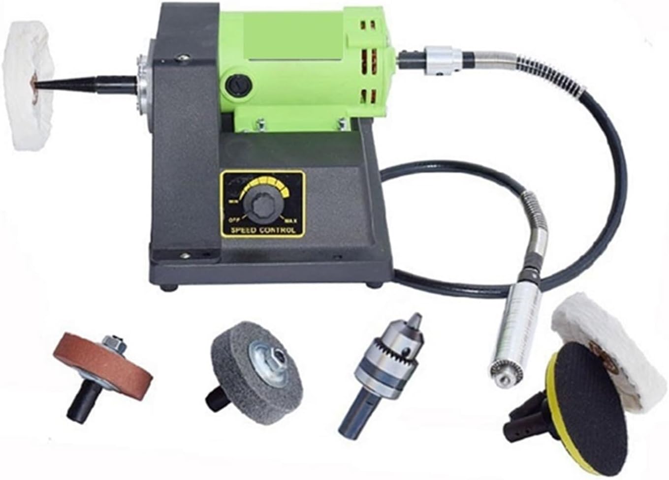 Polishing Machine for Jewelry Woodworking Mini High Power Cloth Wheel Turbine Polisher 900W Jade Lathe Grinder Adjustable Speed for Woodworking(SET F)