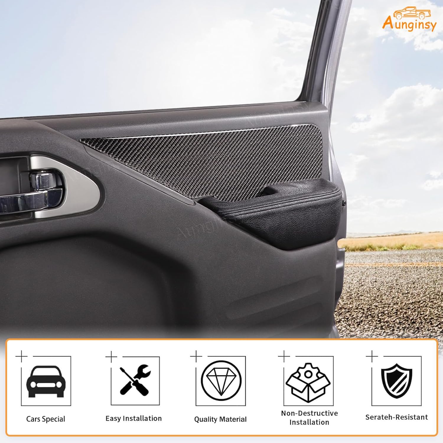 Aunginsy Inner Front Door Armrest Upper Panel Trim Sticker Compatible with Nissan Frontier 2009-2017 Pickup Truck Front Door Armrest Panel Anti-Scratch Decorative Sticker Protection Cover Accessories