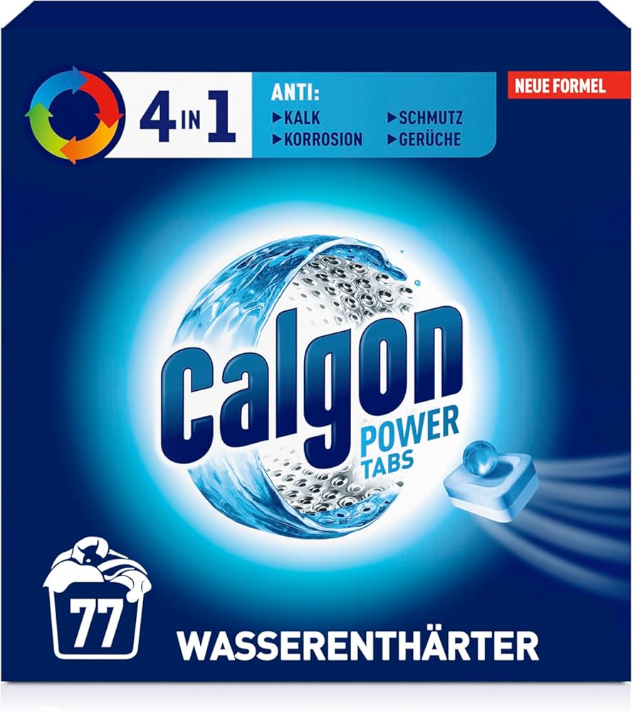 Calgon 4-in-1 Power Tabs - 77 Tabs | Water Softener Tablets for Washing Machines | Reduces Limescale Build-Up, Minimizes Residue | Helps Maintain Clean Drum and Fresh Laundry