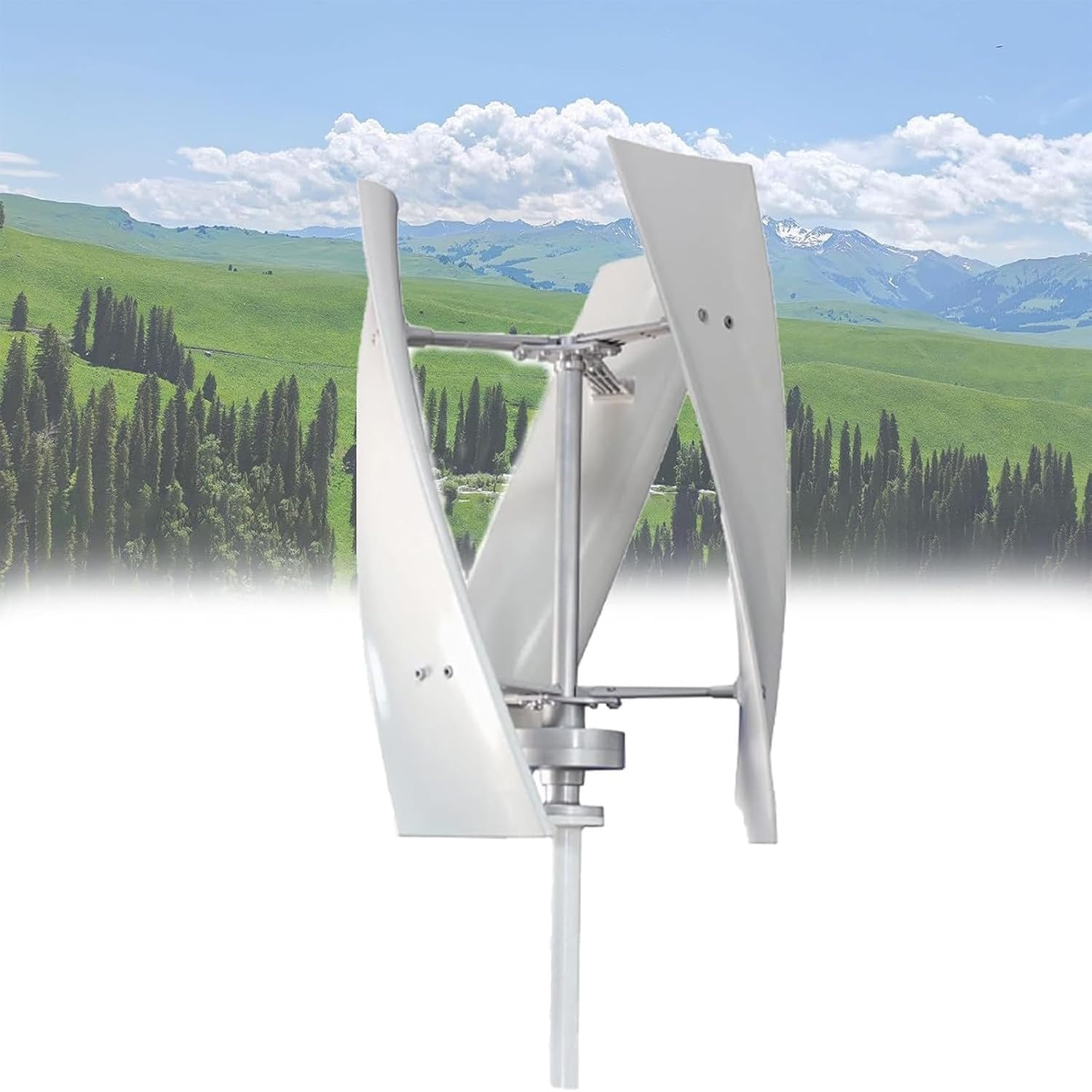 20000W Vertical Axis Wind Turbine, Magnetic Levitation Generator, Helical Design Electric Power System with Controller, Eco-Friendly Renewable Energy Solution (White)