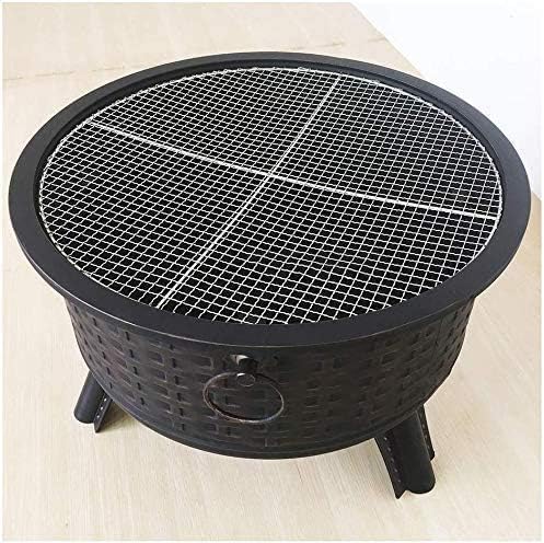 Outdoor Fire Pit Patio Fire Steel BBQ Grill Fire Pit Bowl with Mesh Spark Screen Cover Log Grate Poker for Camping Picnic Bonfire Patio